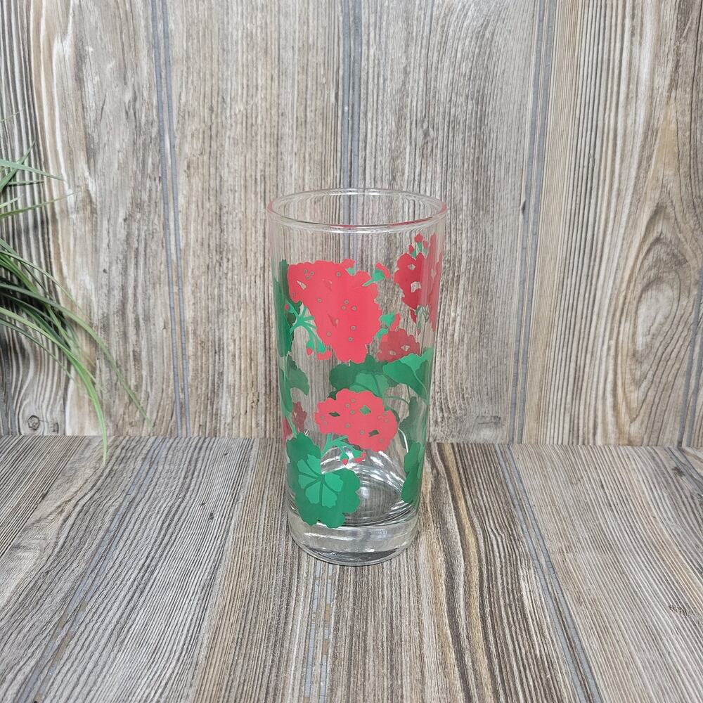 Vintage Avon Summer Fantasy Glass Tumbler 1983 Red Geranium 15oz Drinkware